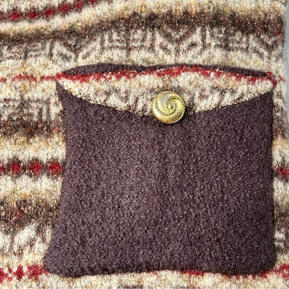 RARE EDDIE BAUER Brown Wool Blend Shoulder Tote Bag Leather Braided Straps - Picture 5 of 16